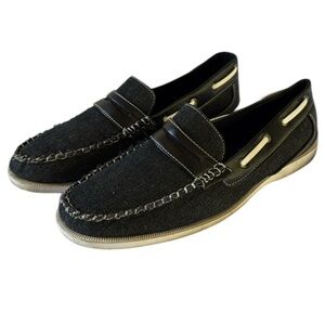 Tim Evans, England, slip on loafer deck, boat shoes, black penny loafer style 10